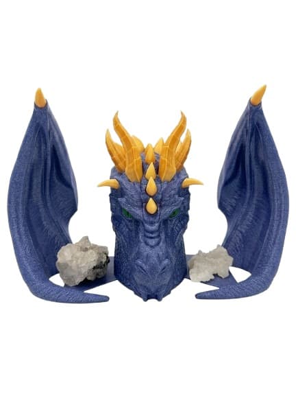 Dragon bleu et or imprimé en 3D multicolore sur Bambu Lab H2D
