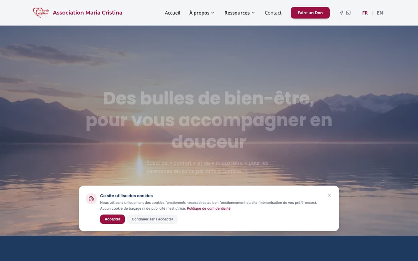 Capture d'écran du site association-maria-cristina.ch