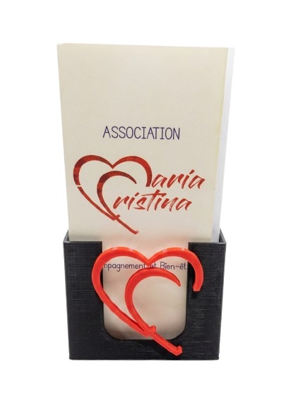 Présentoir de flyers Association Maria Cristina, variante noire